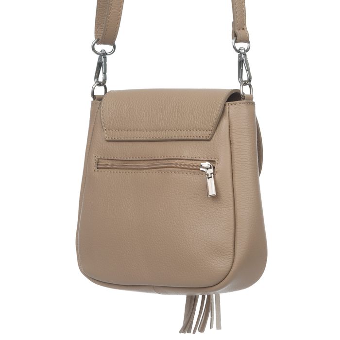VERA PELLE torebka skórzana listonoszka na ramię z klapą V657 beżowa