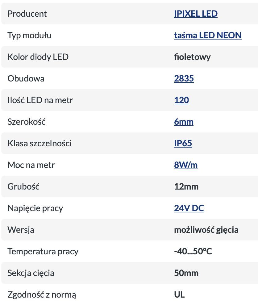 Taśma LED NEON; fioletowy