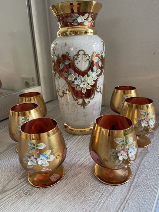 Ваза з бокалами зі скла Bohemia