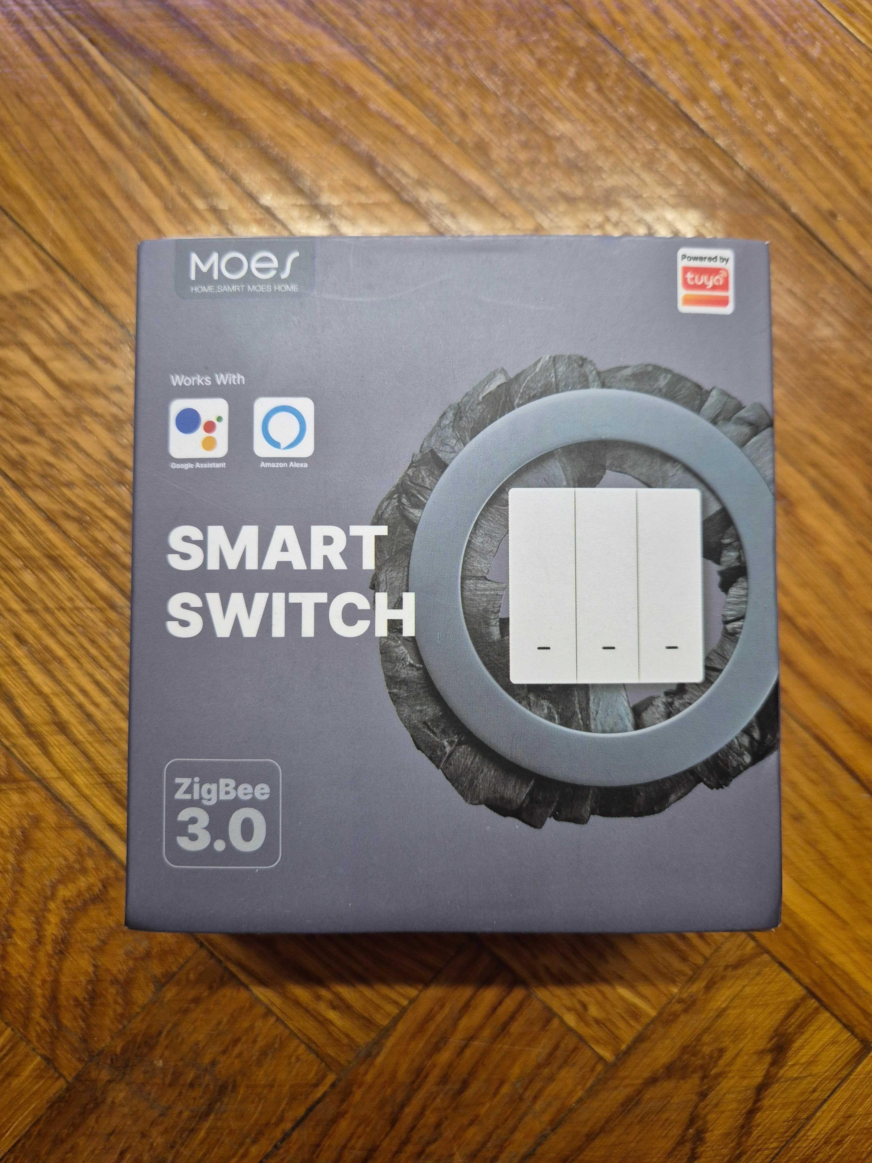 Умный выключатель Moes ZS-B-EU1-WH-MS Zigbee 3.0 1 клавиша Tuya Smart