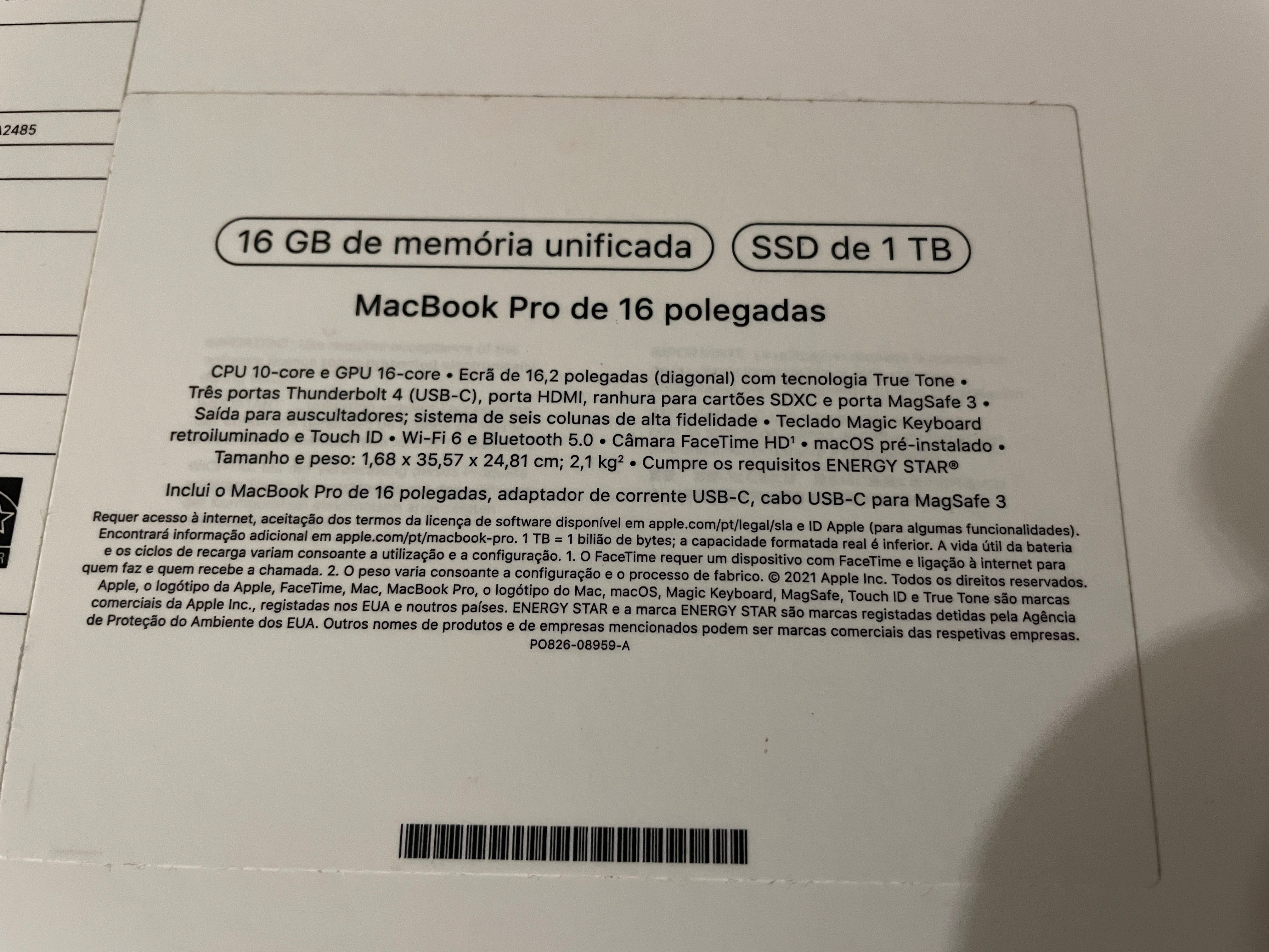 Apple Macbook Pro M1 de 16” com 3 anos de garantia e seguro