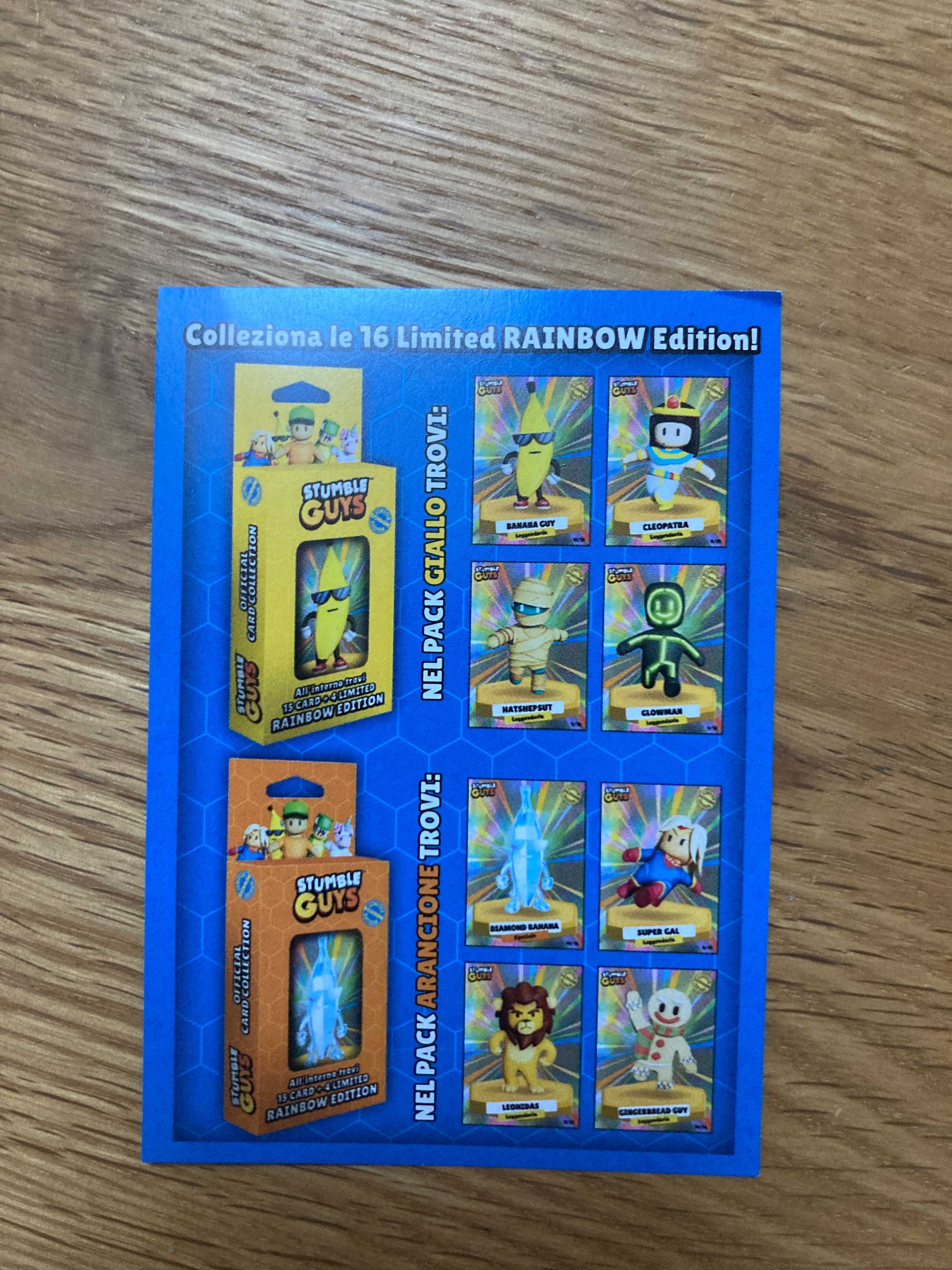 Banana Guy, karty Stumble Guys Rainbow Edition - 4 karty tęczowe.