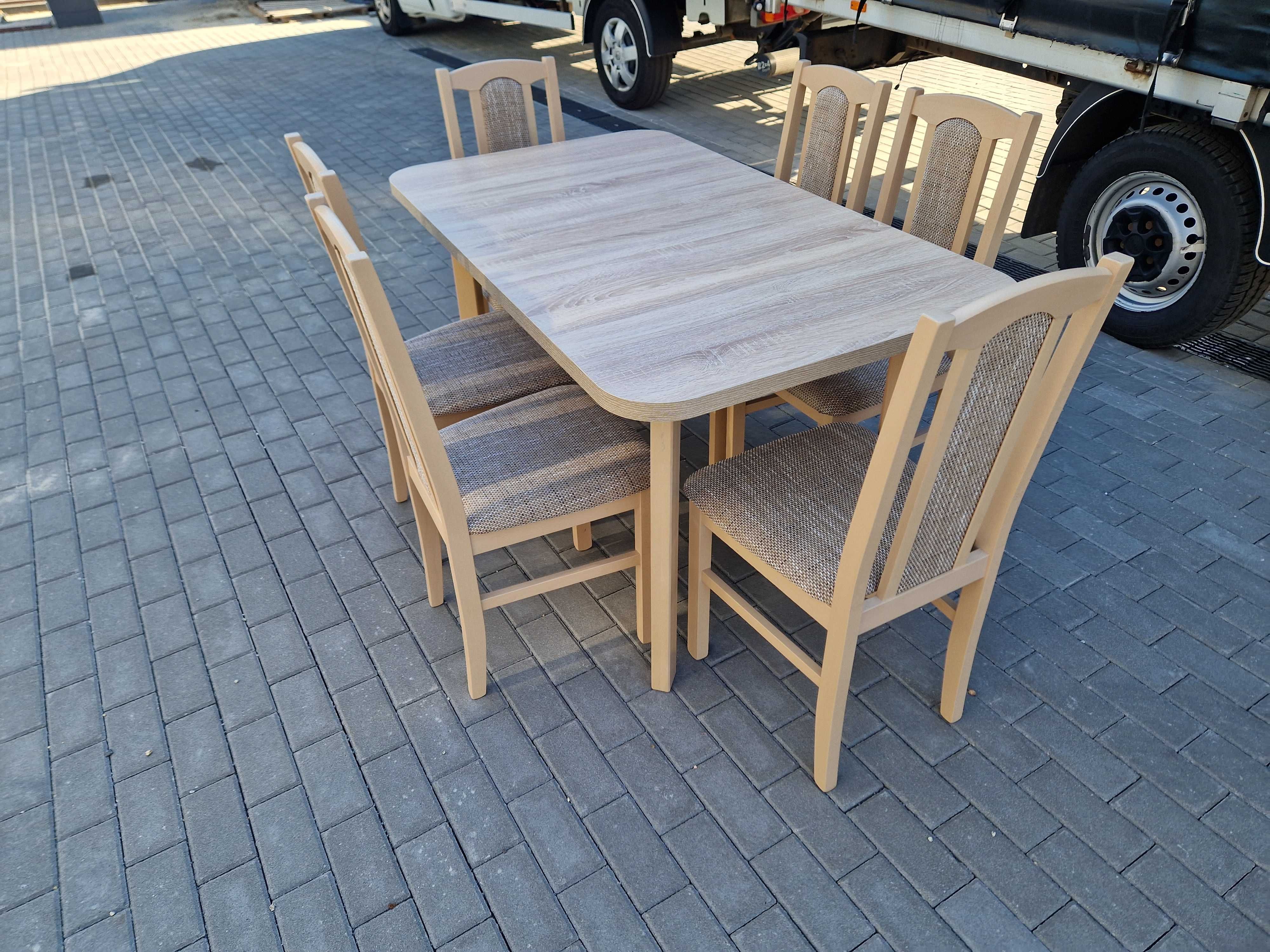 Stół rozkładany z 6 krzesłami , SONOMA + CAPPUCCINO ,dostawa cała PL