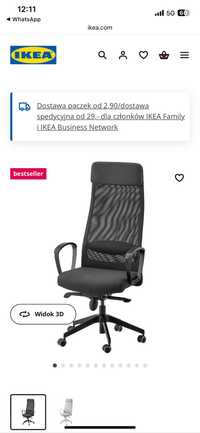 Fotel biurowy Markus Ikea Nowy