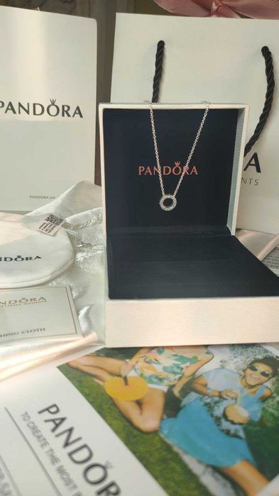 Срібна підвіска Pandora паве. Кольє,кулон,ланцюжок пандора.