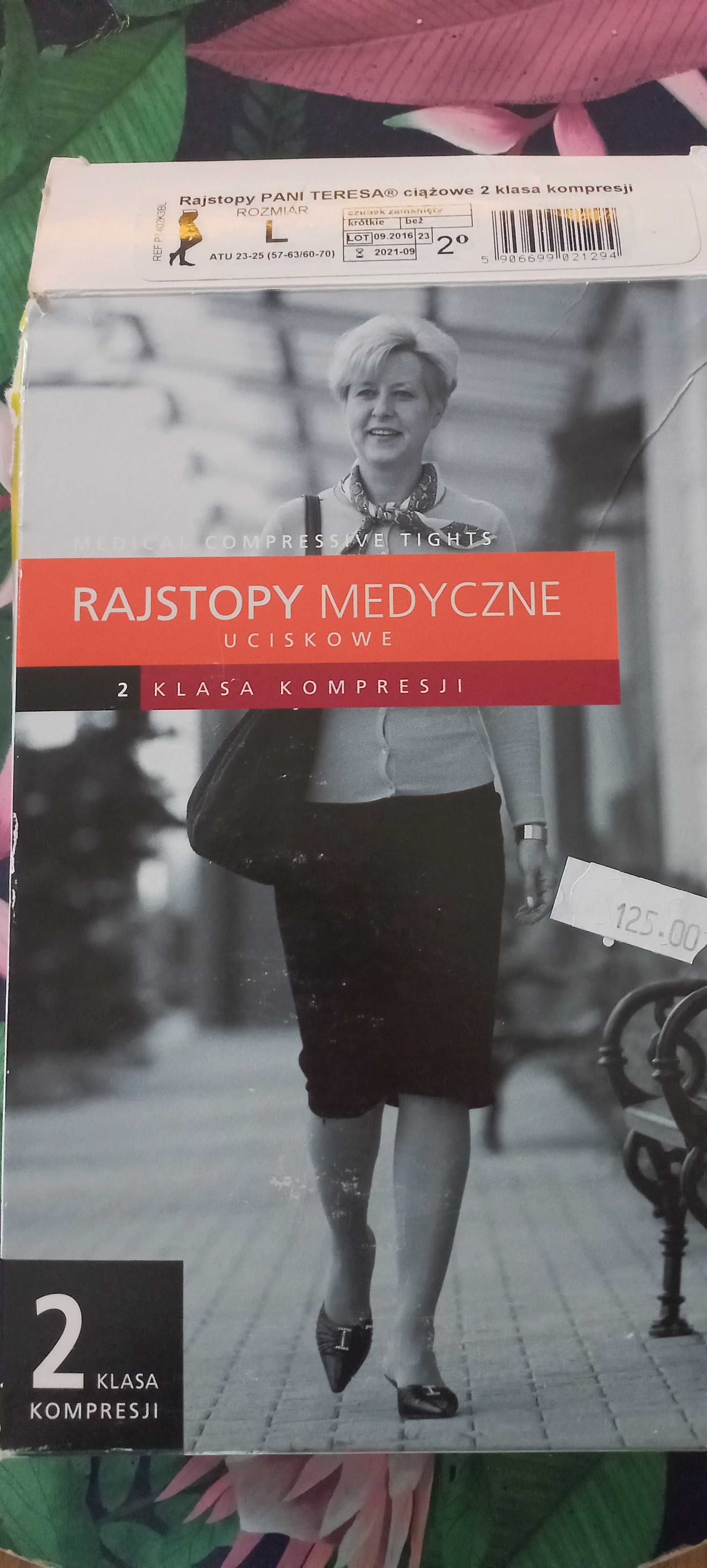 Pani Teresa Rajstopy medyczne uciskowe ciążowe 2 stopień kompresji beż