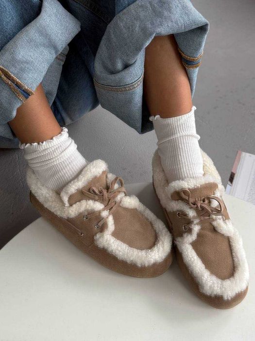 Жіночі зимові лофери Miu Miu Loafers Winter Beige з хутром M008