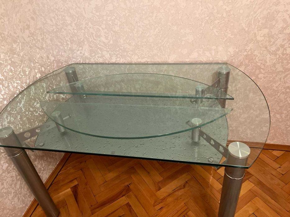 Стол обеденный раскладной закаленное стекло Новый