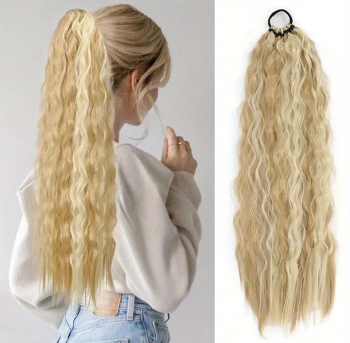 Хвіст на резинці, світло русий + блонд