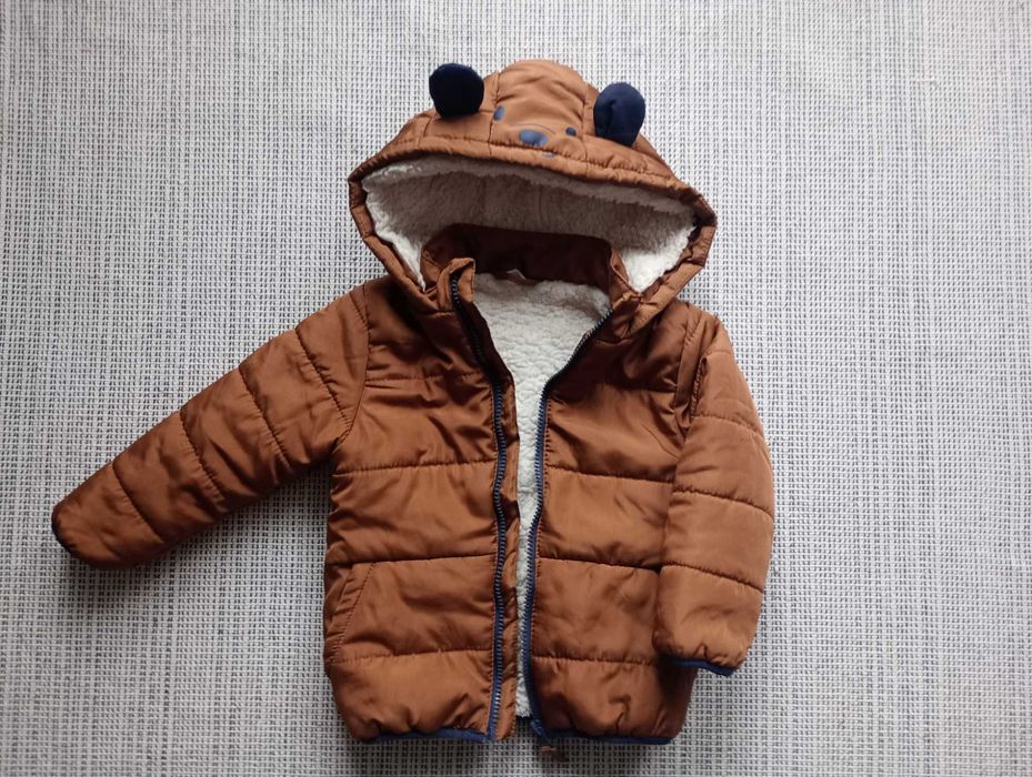 Ciepła zimowa kurtka 92 z misiem