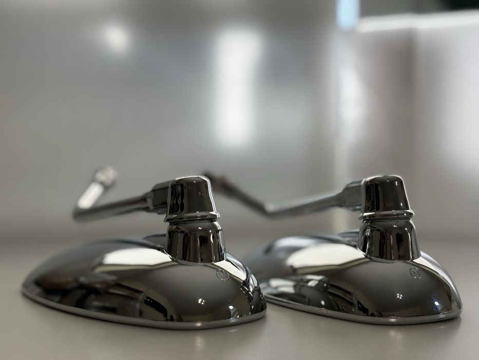 Chromowane lusterka motocyklowe retro - uniwersalne komplet