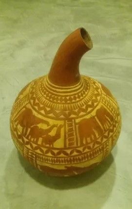 Cabaça esculpida - origem Botswana - Escultura, arte