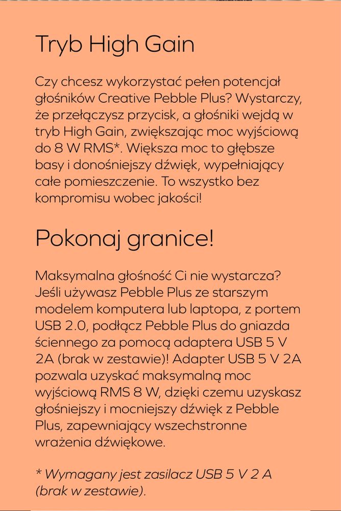 Creative Pebble Plus  Głośniki stacjonarne 2.1 USB z subwooferem