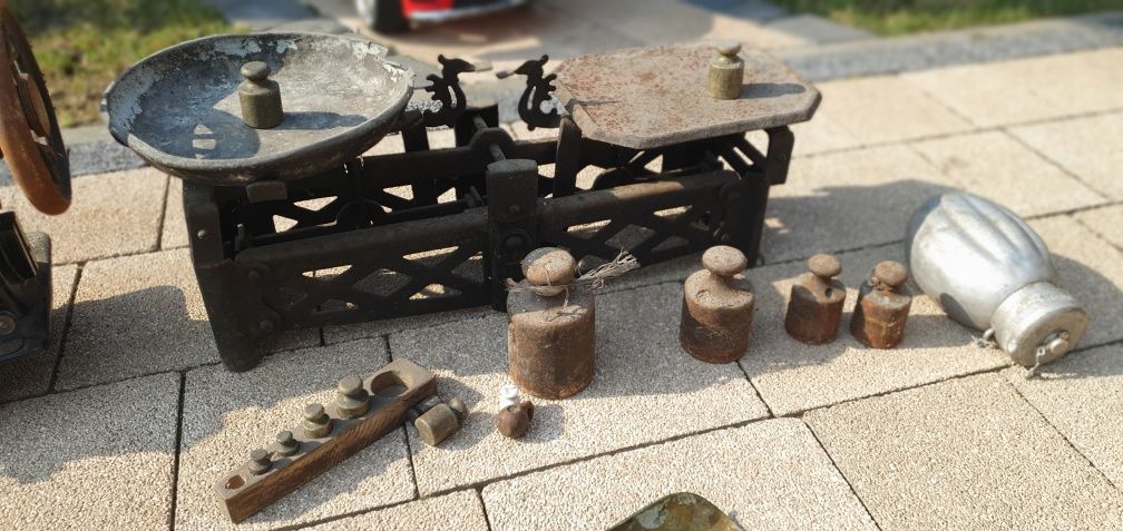 Stara waga 10 kg kolekcjonerska z odważnikami