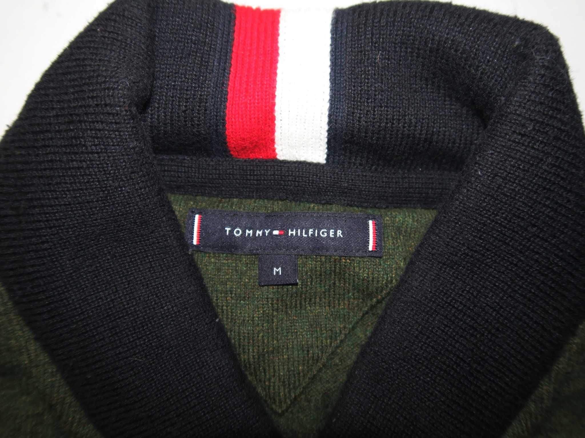 Tommy Hilfiger sweter rozpinany z dzianiny big logo casual M