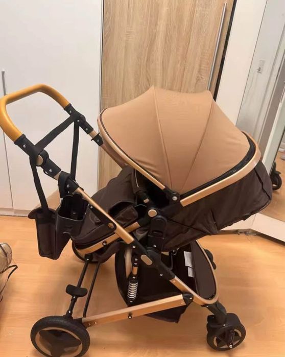 Carrinho de bebé 3 em 1 novo - Castanho