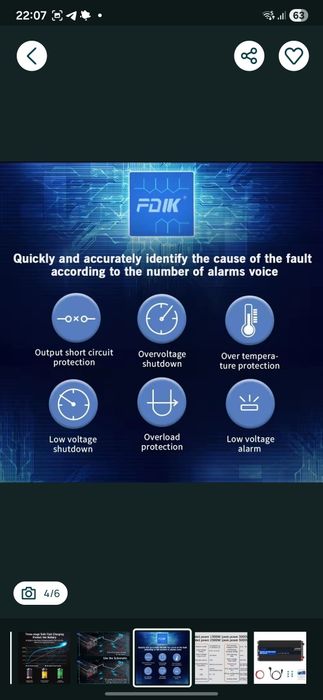 Інвертор-ДБЖ (UPS) FDIK 5кВт 12В->220В з чистою синусоїдою,зарядка 25А