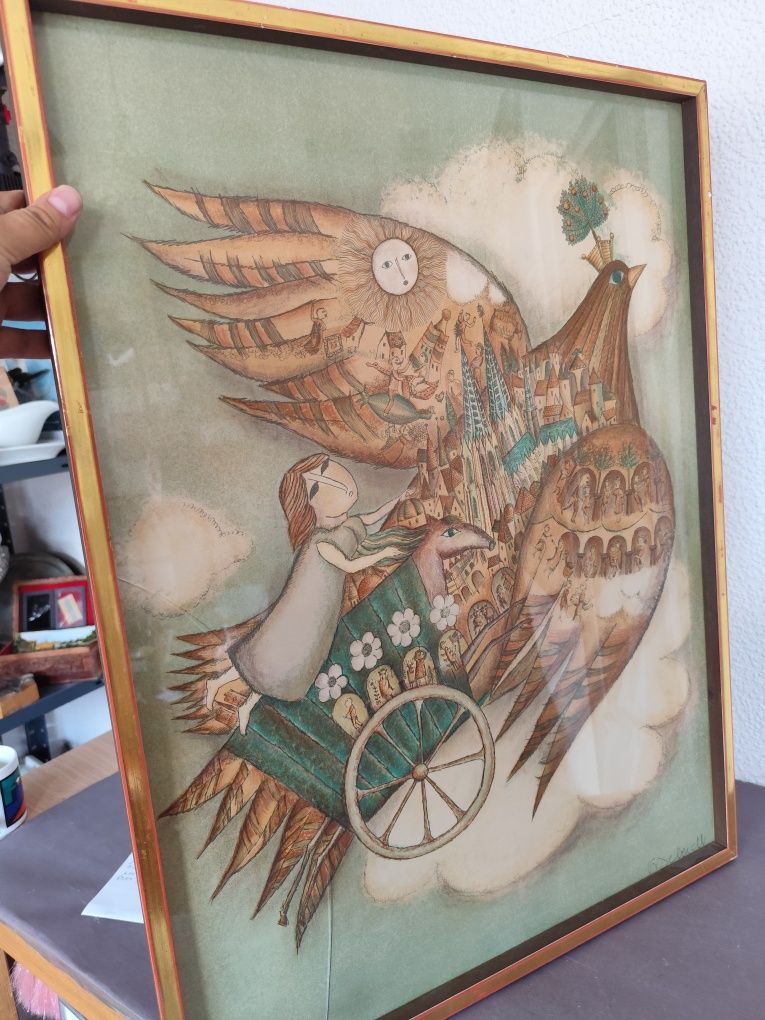 Litografa Francoise Deberdt vintage retro prl