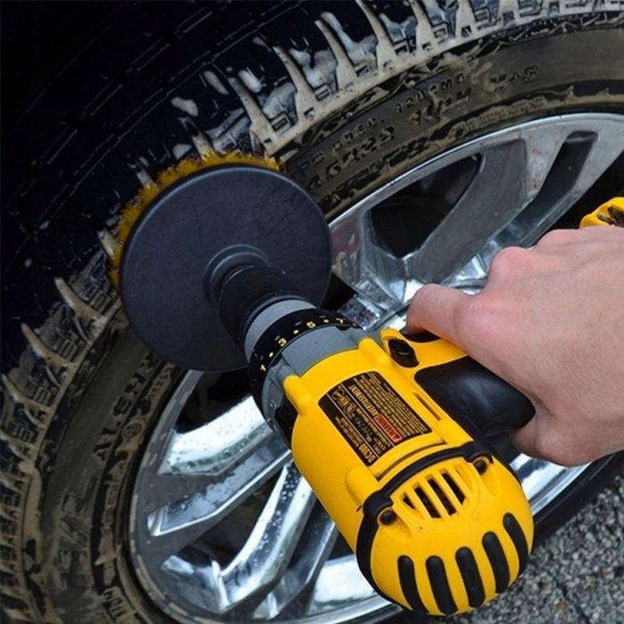 Szczotki nylonowe czyszczące na wiertarkę wkrętarkę 3szt + przedłużka