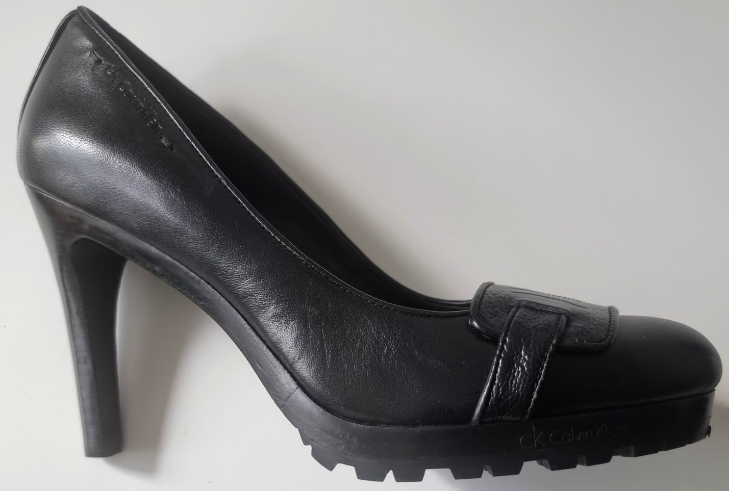 Obcasy, buty, szpilki Calvin Klein czarne, skóra naturalna