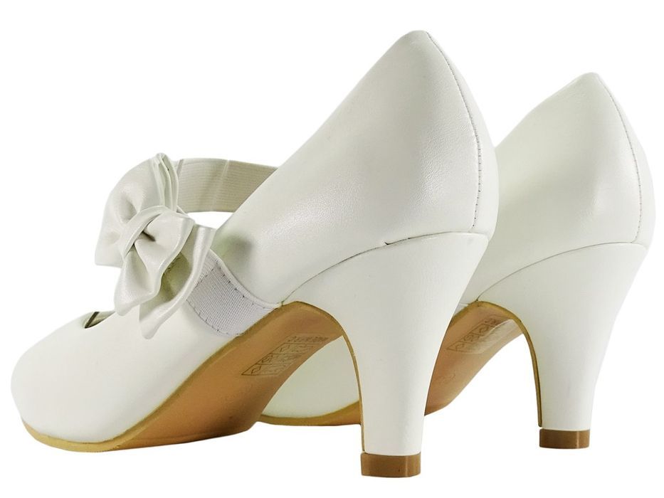 Białe matowe szpilki damskie buty do ślubu 39