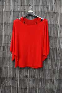 Conjunto vermelho top + camisola oversize mangas morcego [TU]