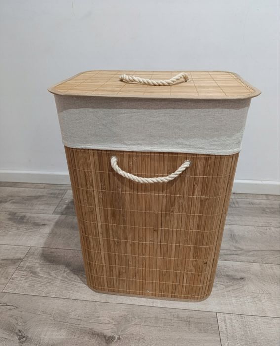 Kosz bambusowy na pranie z pokrywą 72L