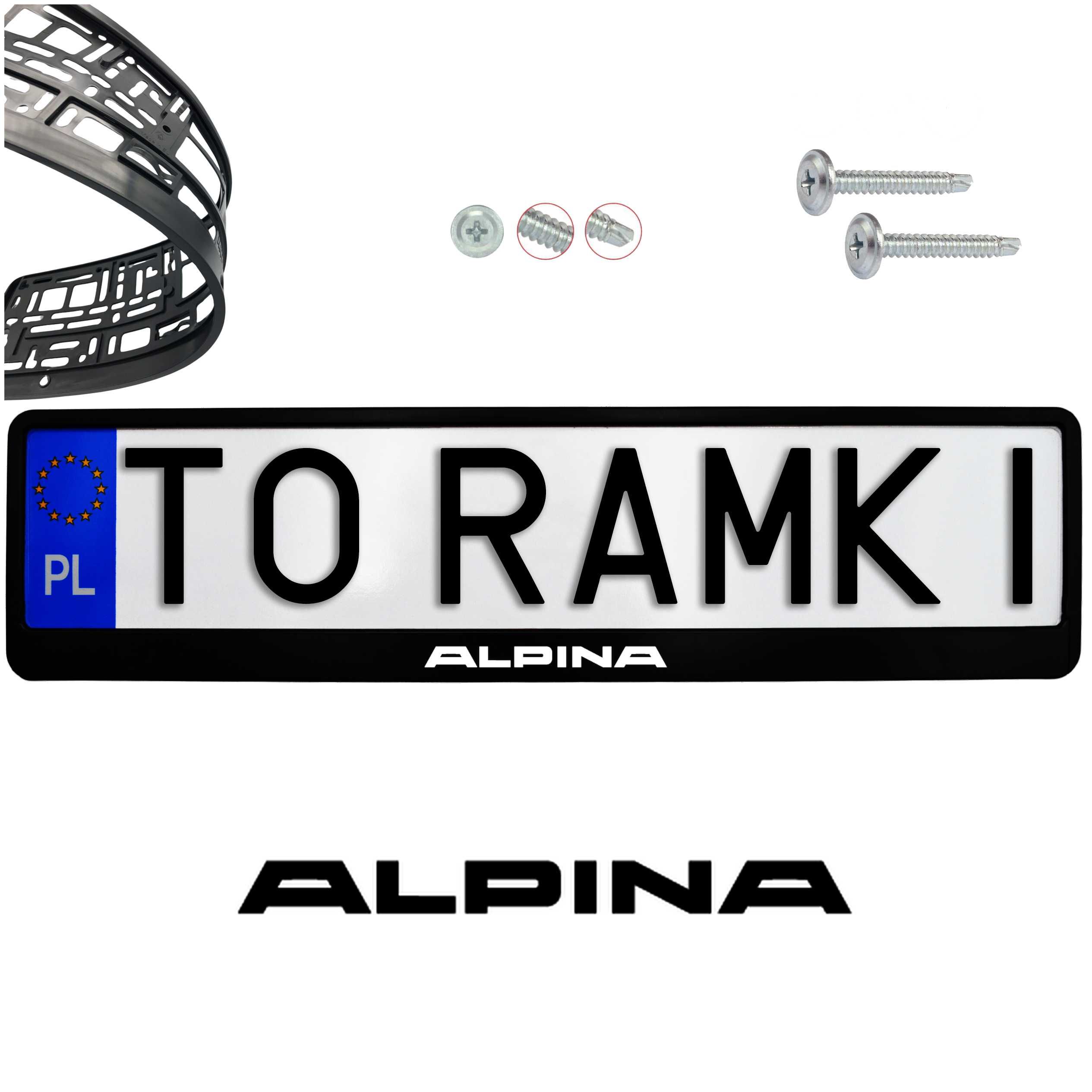Ramka pod tablice BMW lub ALPINA 2 szt. z naklejka ramki tablic kolory