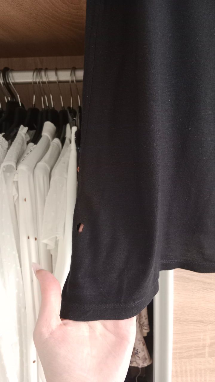 Czarny t-shirt damski z krótkim rękawem h&M m