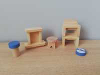 Mebelki Meble drewniane i plastikowe dla lalek, do domku dla lalek
