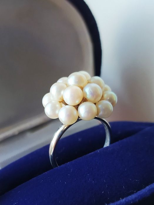 Perły pierścionek perełki srebro 925