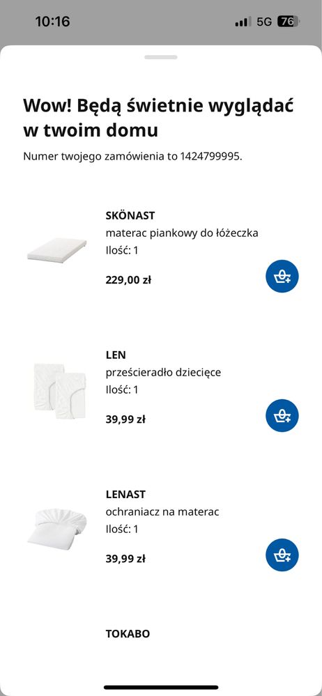 Łóżeczko Ikea SNIGLAR