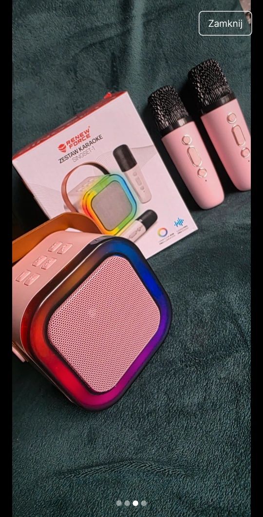 Zestaw Karaoke dla dzieci bezprzewodowy głośnik bluetooth + 2 mikrofon
