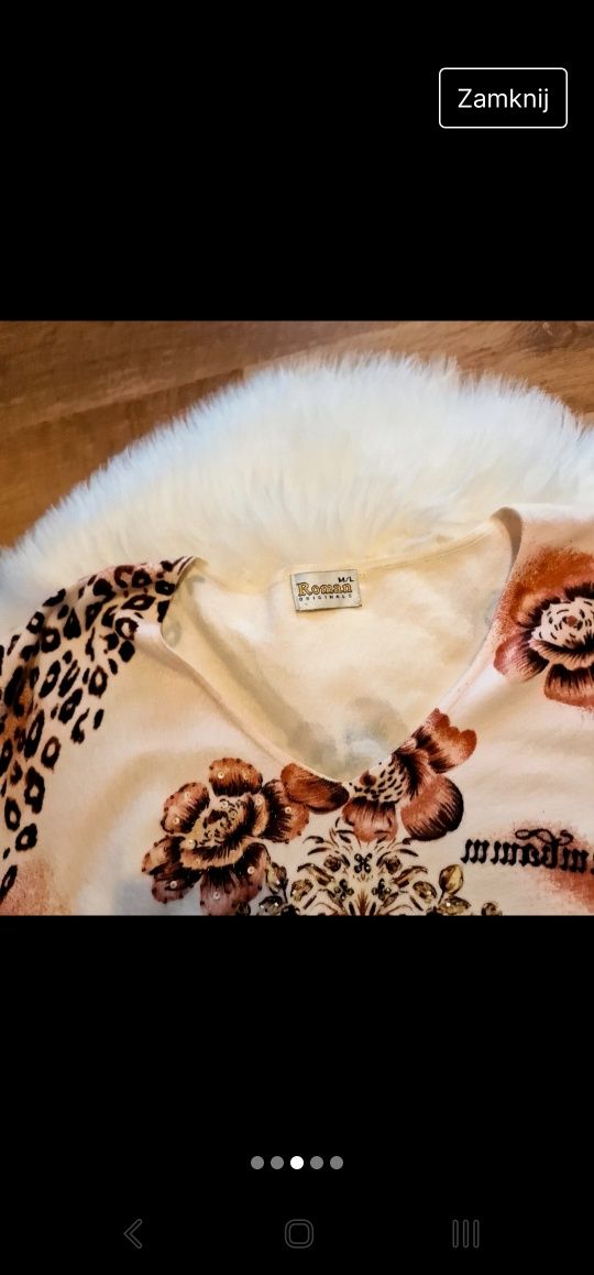 Elegancki sweterek w panterkę w kwiaty Roman plus size 60% wiskoza