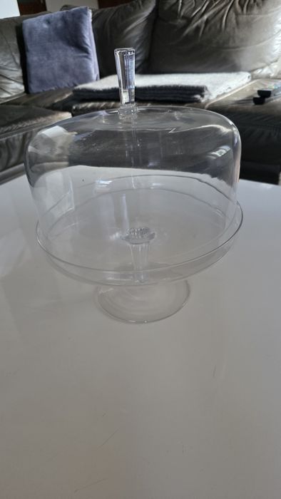 Patera szklana z kloszem na ciasto, tort 30 cm