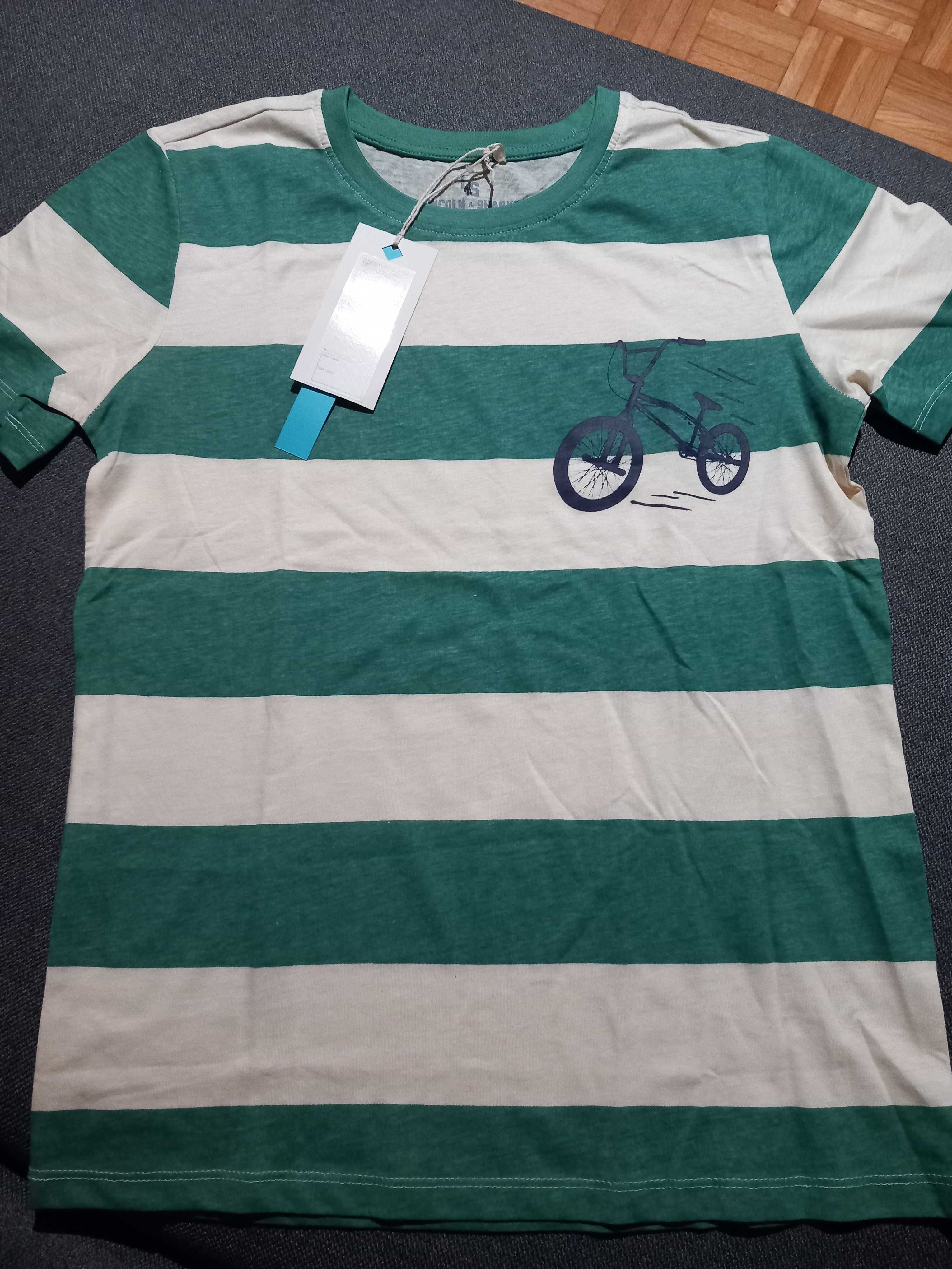 Koszulka krótki rękaw rozm 158 zielona kremowa rower Lincoln&Sharks