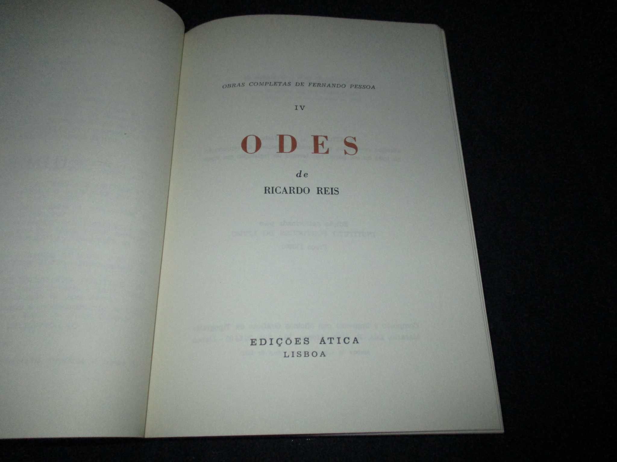 Livro Odes de Ricardo Reis Obras Completas de Fernando Pessoa Ática