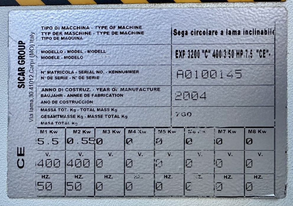 Esquadrejadora SICAR EXPRESS 3200C