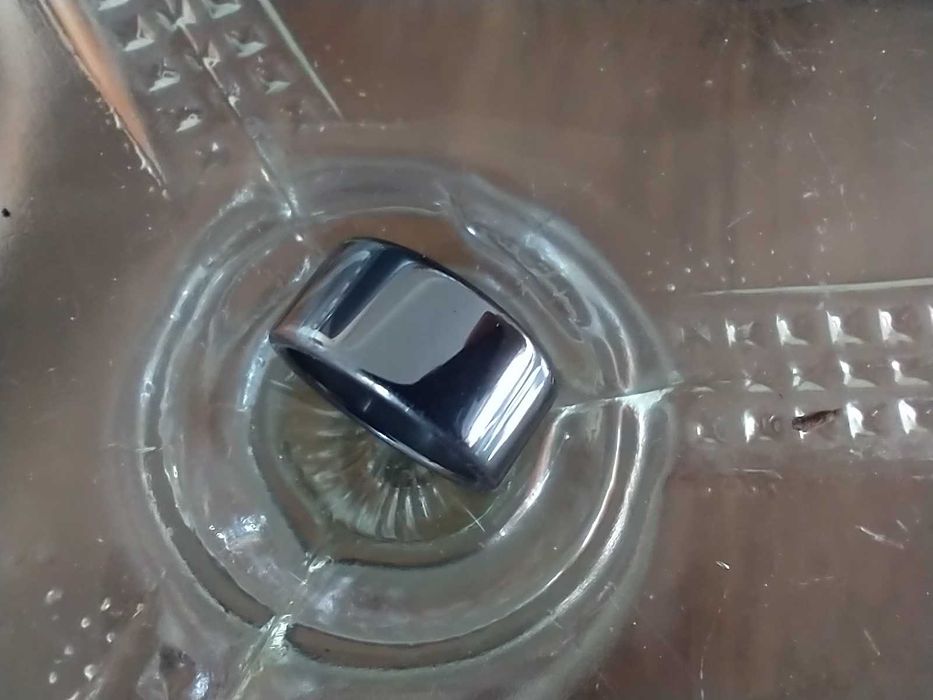 Czarna obrączka kamień hematyt rękodzieło r 14