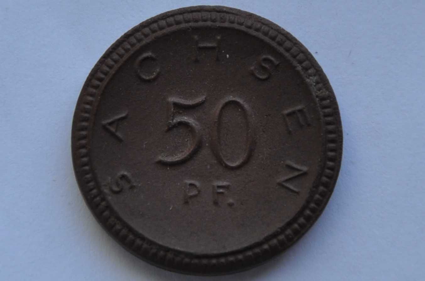 Niemcy.Saksonia 50 pfennig Sachsen-porcelana