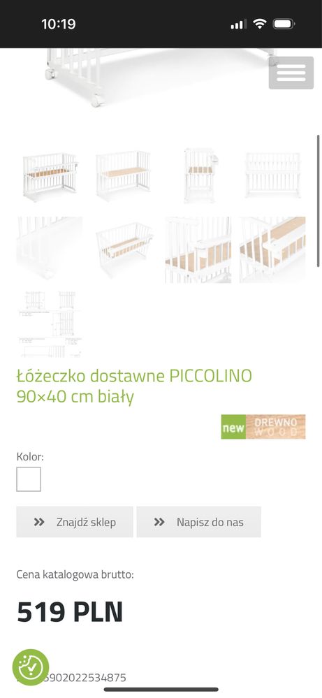 Łóżeczko dostawne PICCOLINO Z materacem