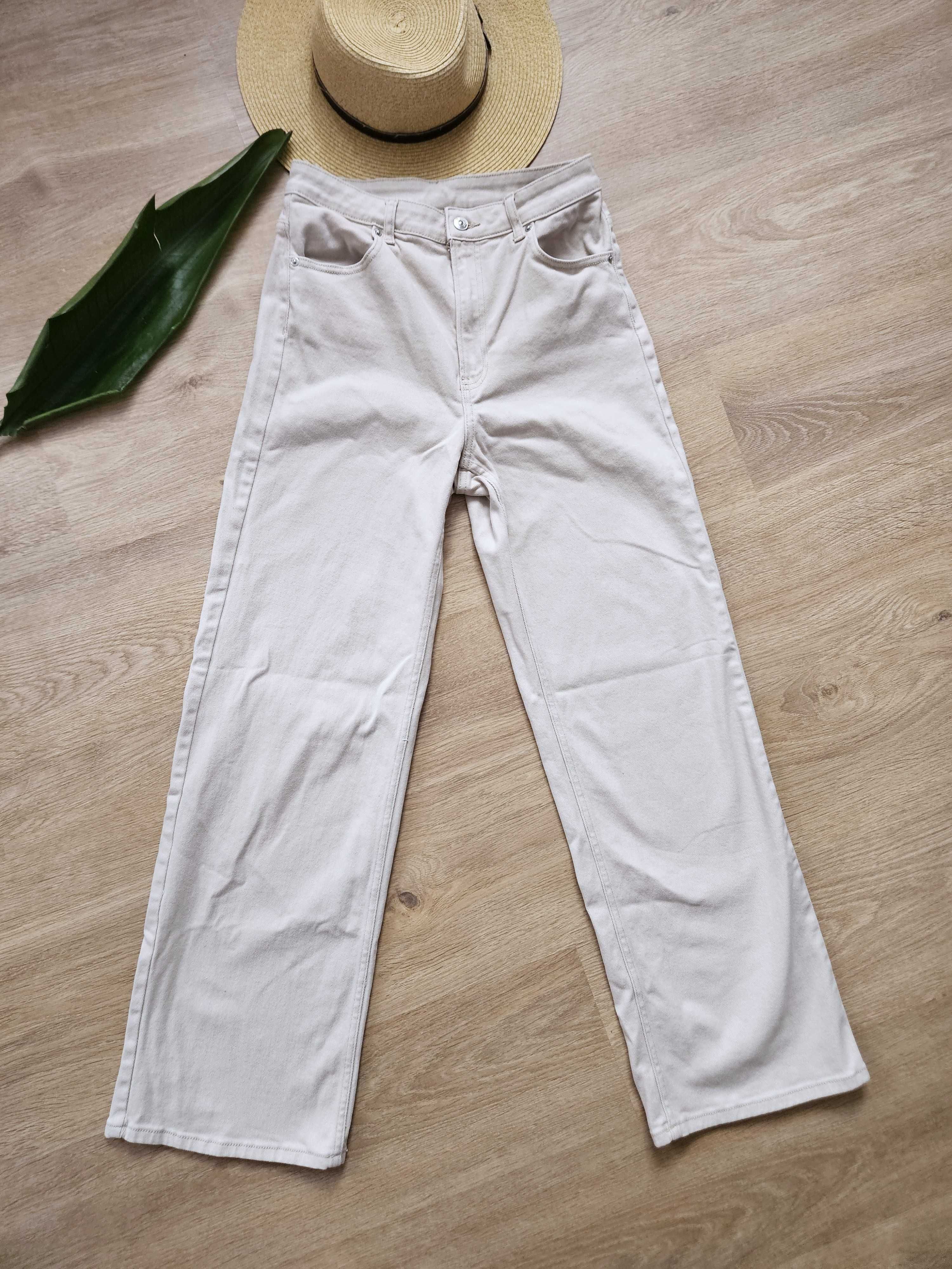 beżowe spodnie flare rozkloszowane H&M rozm. 40
