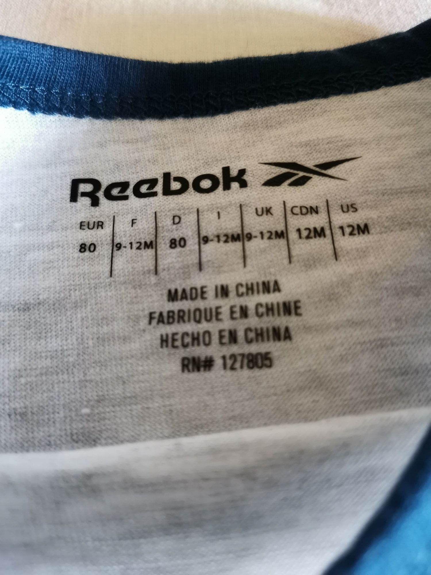 Дитячий бодік від бренду Reebok на хлопчика, 80 см