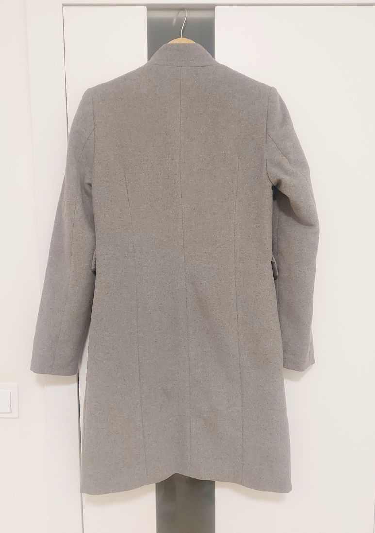 Szary klasyczny płaszcz Kiomi z wełną S 36 wełna wool