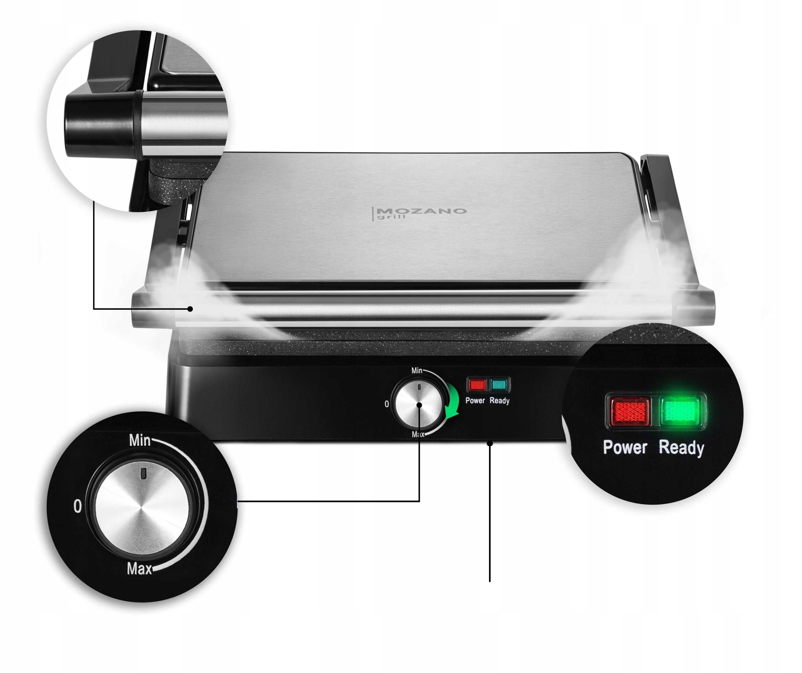 ELEKTRYCZNY GRILL rozkładany 2200W opiekacz toster 180 stopni PANINI