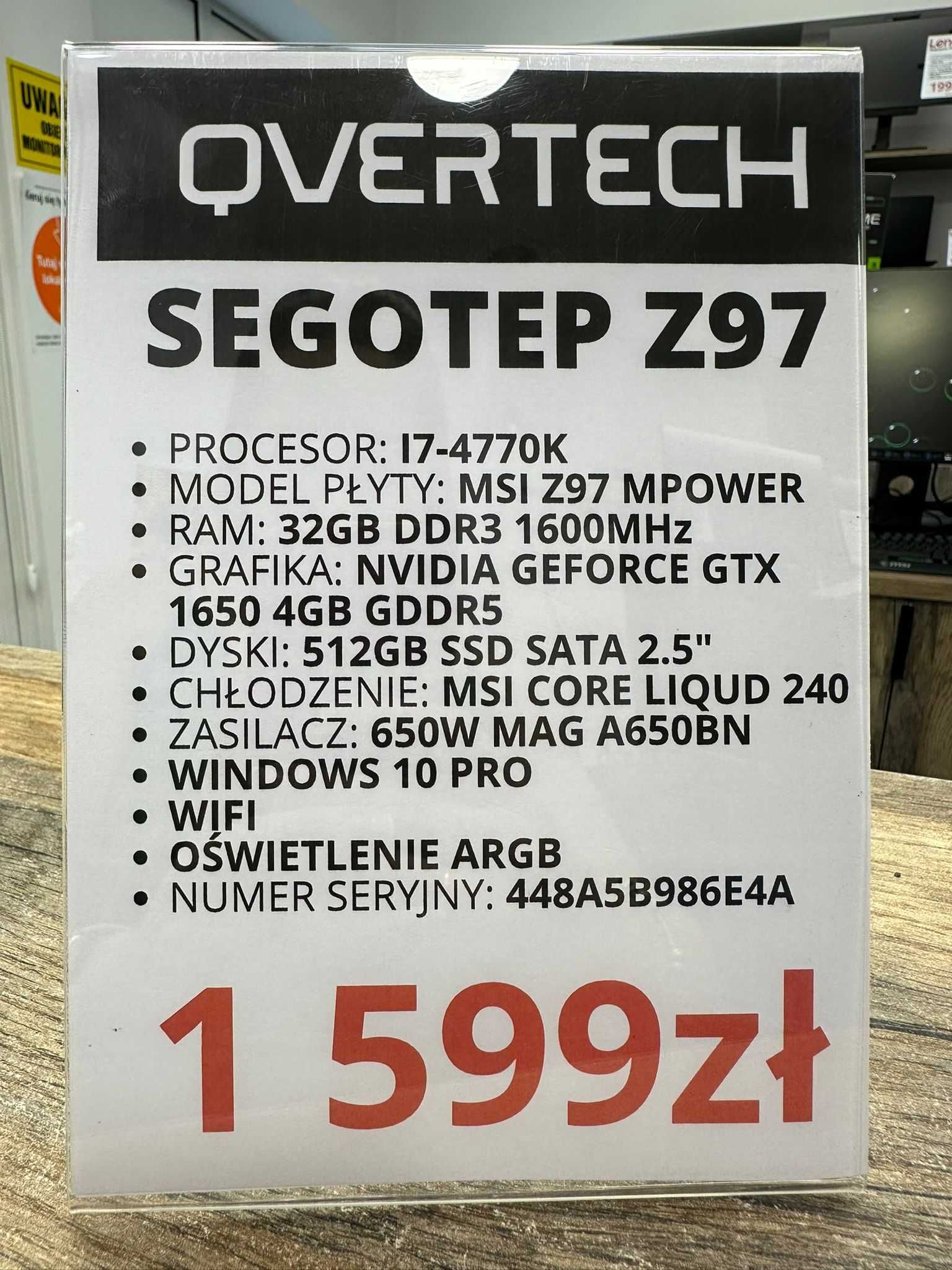 Komputer stacjonarny QVERTECH Segotep Z97 i7-4770K/32GB/RTX gwarancja