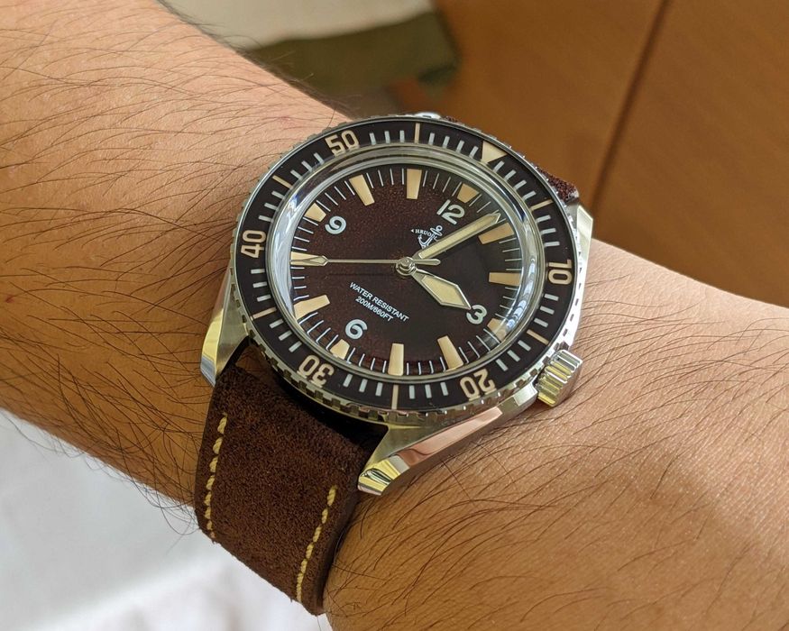 Механічний годинник Hruodland F025 42mm NH35 20ATM ретро Omega