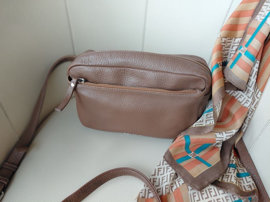 PUCCINI  brązowa torebka listonoszka skórzana