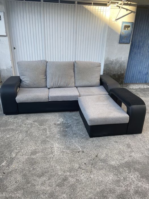 Sofá Chaise longue  3 lugares Preto