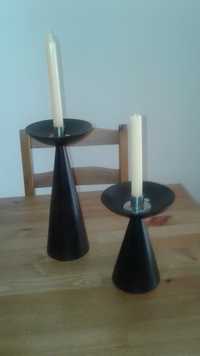 ( 2 ) Castiçais em madeira preta + Jarra ( Decoração)